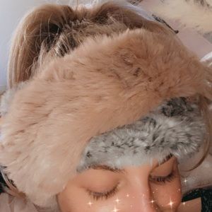 Real rabbit fur head wrap